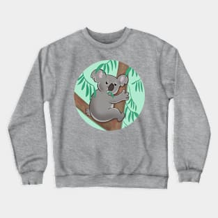 Cute koala nomming on leaves illustration Crewneck Sweatshirt